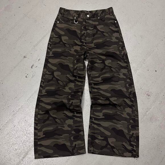 GREEN CAMO Baggy y2k DENIM 32 WAIST - Picture 2 of 7
